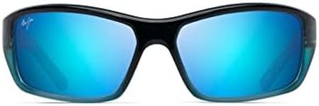 Maui Jim Men's and Women's Barrier Reef Polarized Wrap Sunglasses, Blue w/Turquoise/Blue Hawaii, Medium