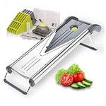 Ideal Pro V Slicer Mandolin, 6 in 1 V Blade Vegetable Cutter, Shredder, Grater, Julienne. Stainless Steel Best for Potato, Onion, Cabbage, Fruit, Chips. Professional Mandoline for Chef