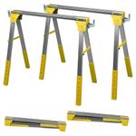 Noliven Folding Saw Horses 2 Pack, 29.5"- 36" Height Adjustable Portable Sawhorse, 2600 Lbs Capacity, Work Horse with 2x4 Mounts & Side Supports, for Woodworking, Construction, Home Projects