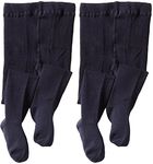 2 Pairs Jefferies Socks Pima Cotton Tights, 10-12, Navy