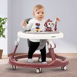 Baybee Drono Baby Walker for Kids, Round Kids Walker with 4 Seat Height Adjustable | Foldable Activity Walker for Baby with Food Tray & Musical Toy Bar | Walker Baby 6-18 Months Boys Girls (Red)