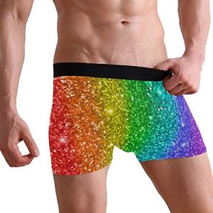 Mens Underwear Rainbow Valentines Father's Boxer Briefs 1 Pack Polyester Underwear for Men XL