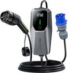 VDLPOWEREU EV Charger 7kw, 6A/8A/10A/13A/16A/20A/24A/32A Variable, Home EV Charger Cable,5M Single Phase EV Charger Type 2, with CEE 3 Pin Charger with LED Display& Carry Bag, IP65 Waterproof