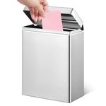 Tioncy Sanitary Napkin Receptacle, Tampon Disposal Bin Wall Mounted Tampon Holder Stainless Steel Sanitary Napkin Disposal Bins for Home Office Public Restrooms Bathroom(Natural Color, 1 Piece)