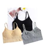 Acnos Black Beige Skin Grey Women Cotton Padded Wire Free Sports Bra Fitness Yoga Gymwear Fashionable Lifestyle Outdoor Life Free Size Pack of 3