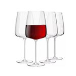 Krosno Red Wine Glasses | Set of 4 | 600 ML | Modern Collection | Glasses Drinking Wedding Gift | Perfect for Home, Restaurants and Kitchen Set | Dishwasher Safe