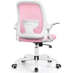 Winrise Office Chair Ergonomic Desk Chairs with Lumbar Support and Flip-up Arms, Comfortable Breathable Mesh Computer Executive Chair with Swivel Task, Adjustable Height 4'', Home, Bedroom - Pink