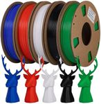 PLA Filament 1.75mm Combipack, TINMORRY 3D Printer Filament, 250g x 5 Spools, Black+White+Red+Blue+Green