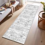 WTHYGB Runner Rug for Hallway Kitchen 2x8ft Non-Slip Washable Boho Area Rug Floor Mat for Bedroom Carpet Bath Laundry Entryway Floor (B-1 Light Grey)