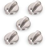 5 Pack WB03T10284 - Oven Electric Range Chrome Burner Infinite Knobs Stainless Steel Finish for GE Electric Range Switch Burner Replace # 1373043 AP4346312 AH2321076 EAP2321076 PS2321076