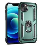 Korecase Compatible with iPhone 14 Phone Case, Extreme Protection Military Armor Dual Layer Protective Ring Kickstand Green
