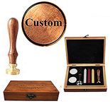 MNYR Retro Customize Personalized Custom Monogram Letter Logo Design Sealing Wax Seal Stamp Wedding Invitation Christmas Card Wax Seal Stamp Rosewood Handle Candle Melting Spoon Wood Gift Box Set