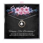 ALoveSoul 21st Birthday Gifts for Women - 925 Sterling Silver 2 Interlocking Circles Necklace, Gifts for Her, Birthday Gifts Ideas