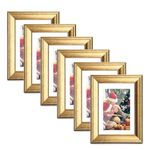 TWING 4x6 Gold Picture Frames Set of 6, Gold Frames Display Pictures 3x5 with Mat or 4x6 Without Mat, Tabletop Display and Wall Mounting Home Decorative Photo Frames, Set for Wall Gallery