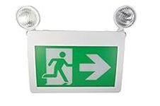 MW LED Exit Sign CM-316 Running Man Thermoplastic Sign Combo Emergency Light LED with 2 Heads*LED 2W x 2, Left Right Battery Backup for 120 Minutes 120v/347v Universal mounting CSA Listed (CM-316)