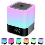 WamGra Wireless Bluetooth Speaker with Touch Control Bedside Lamp,Alarm Clock,MP3,Portable Smart LED Touch Sensor Table Lamp Dimmable RGB Multi-Color Changing Night Lights, All in 1