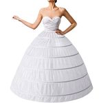 Kitty-Fashion 6 Hoops Skirt Slip Women Crinoline Petticoat Long Underskirt Wedding Bridal Dress Ball Gown for Party and Ethnic Wear White_Medium_10