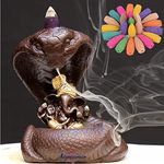 SIGNAMIO Essence Of Ganesha Smoke Fountain Aromatic Fountain Lord Ganesha Idol Resin Incense Holder With 30 Backflow Incense Cones,Aromatherapy,Home Decor-1-Pcs/30 Cones-Nag Ganesha, Brown