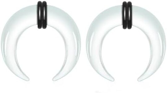 Twolobes 2PCS Glass Septum rings hoops transparent,14G to 2G C Shape Pincher Tapers with O-Rings for Nose&Ear Jewelry Clicker Cartilage Earring Hinged Segment Daith Piercing