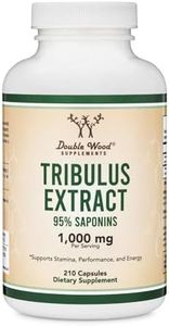 Tribulus Terrestris for Men (Purest 95% Saponin Content) 210 Capsules, 1,000mg Concentrated Fruit Extract (Third Party Tested, Vegan Safe, Non-GMO) for Stamina and Energy by Double Wood