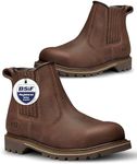 V12 Rawhide Chelsea Boots for Men - Steel Toe Cap Boots with Heat-Resistant Sole & Pierce-Resistant Midsole - Brown, Size UK 10