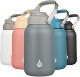 BJPKPK Half Gallon Insulated Water Bottles, 64oz Water Jug with Metal Handle & BPA Free Spout Lid, Dishwasher Safe Thermos Water Bottle, Large Stainless Steel Gym Sport Water Bottles, Grey