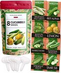 HOME GROWN 8 Cucumber Seeds for Planting - Lemon, National Pickling, Armenian, Beit Alpha, Straight Eight Cucumber Seed - Heirloom & Non GMO Vegetable Seeds (Cucumis sativus)