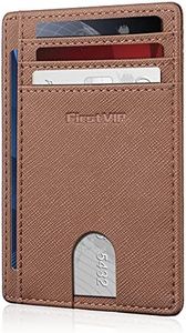 FirstVIP Ultra Slim RFID Blocking Wallet, Genuine Leather Minimalist Card Holder with Multiple Pockets for Men & Women