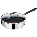 Jamie Oliver By Tefal Quick & Easy E3033344 Stainless Steel 25cm Induction Saute Pan With Glass Lid