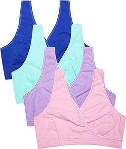 CAKYE Nursing Bras for Breastfeeding Maternity Sleep Bra Pregnancy Cotton Bralette, A2-pink/Lavender/Green/Royalblue-4pcs, Medium
