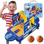 PowerKing Mini Basketball Shooting Game Toy - 24-Inch Finger Flick Basketball Set, Desktop Basketball Tabletop Set with Court, Movable Basket and Score Feature - Fun for Kids & Adults