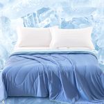 Kivik Cooling Comforter King for Hot Sleepers, Summer Down Alternative Duvet Breathable Blanket, Lightweight Soft Cool Duvet Insert for Night Sweats & Hot Flash Relief, Blue 90x104 Inches