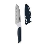 Zyliss Comfort Mini Santoku Knife, 12cm/4.5in, Japanese Stainless Steel, Non Slip Handle, Cover for Safety, Black/White, Professional Kitchen Knife/Vegetable Knife/Chopping Knife, Dishwasher Safe