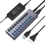 ACASIS Powered USB Hub,10 Ports USB 3.0 Data Hub, Individual On/Off Switches, 12V4A 48W Power Adapter, USB Hub 3.0 Splitter Extension for MacBook, Mac Pro/Mini, iMac, Surface Pro Laptop/PC