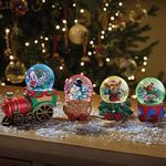 Marco Paul Train Set Christmas Snow Globes - 4 Large Durable Handpainted Snow Globes with glitter snow effect - Train Design Indoor Festive decoration for home decor