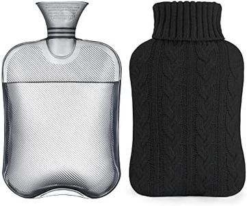 samply Hot Water Bottle with Knitted Cover, 2L Hot Water Bag for Hot and Cold Compress, Hand Feet Warmer, Ideal for Menstrual Cramps, Neck and Shoulder Pain Relief,Black