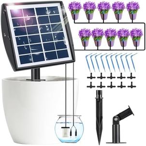 YaNovate Solar Automatic Drip Irrigation Kit System, Saved Water Solar Auto Watering Gardening System for Potted Plants with Auto-alarm, Weatherproof Solar Panel & 6 Timer Modes for Indoor Outdoor Green House, Garden
