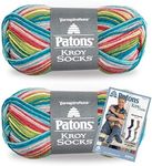 Patons Kroy Socks Yarn, 2-Pack, Meadow Stripes Plus Pattern