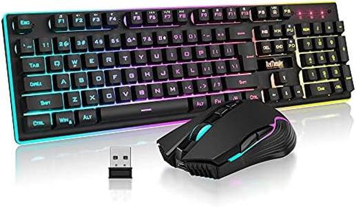 RedThunder K10 Wireless Gaming Keyboard and Mouse Combo, LED Backlit Rechargeable 3800mAh Battery, Mechanical Feel Anti-ghosting Keyboard + 7D 3200DPI Mice for PC Gamer (Black)