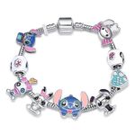 Dckazz Stitch Bracelet Stitch for Girls 8-12 Stich Stuff Birthday Gifts Stitch Charm Bracelet 6.7 inches, Metal, no gemstone