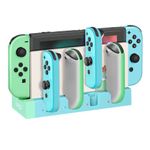 TNP Switch Joycon Charging Dock for Nintendo Switch Controller Charger Station and Switch OLED, Support 4 Joy con Holder with LED Indicator, Remote Docking Stand Base Attachment (Green, Blue)