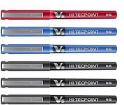 Pilot V5 Hi-Tecpoint Extra Fine Rollerball Pen 0.5mm Nib Tip, Business colour Black Blue Red