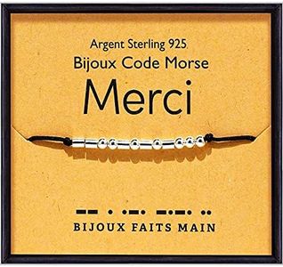 Suyi Merci Cadeaux pour Les Femmes Bracelet Morse Perles en Argent Sterling 925 pour La Meilleure Amie De La Mère Grand-mère Collègue Merci