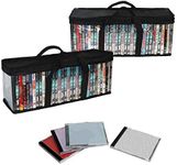 SILD Home DVD Storage Bags Media Case Holder Organizer Bag Holds 80 DVDs Black Stackable DVD Holders for BluRay/Movies/Media/PS4 Video Games (2 Pack)