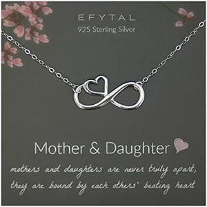 EFYTAL Mother Daughter Jewelry, Sterling Silver Mother Daughter Necklace, Daughter Gifts from Mom, Birthday Gifts for Daughter, Mother to Daughter Gifts from Mom, Gifts for Daughters from Mothers