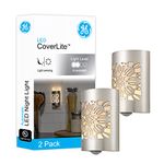 GE CoverLite LED Night Light, Decorative, Plug-in, Smart Dusk-to-Dawn Sensor, Home Decor, Ideal for Bedroom, Bathroom, Kitchen, Hallway, UL-Certified, 46817, Brushed Nickel | Floral