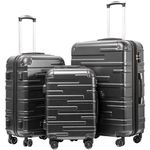 COOLIFE Hard Shell Suitcase with TSA Lock and 4 Spinner Wheels Lightweight Durable (Grey, 3 Pcs Set)