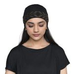 The Headscarves Women's Bamboo Solid Cap with Rine Stones Design(SS247_Black)
