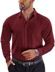 COOFANDY Dress Shirts for Men Big and Tall Long Sleeve Button Down Shirts for Men, Wine Red, 4X-Large