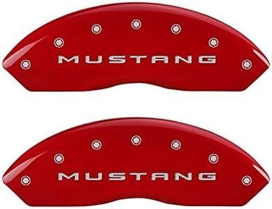 MGP Caliper Covers - Brake Caliper Covers 2015-2023 Ford Mustang (Standard Brakes) - Front and Rear Set - Mustang/Bar & Pony Logo - Red